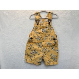 OshKosh B'gosh Girls 2T Cottagecore Prairie Floral Overall Shorts Yellow